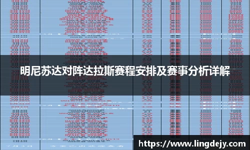 明尼苏达对阵达拉斯赛程安排及赛事分析详解